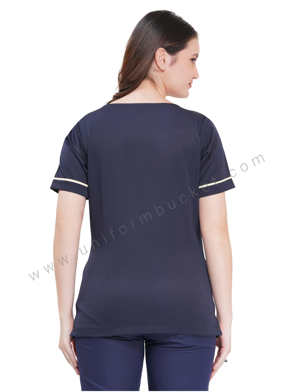 NAVY BLUE FEMALE STYLISH TOP WITH PISTA TRIM BELT thumbnail 5